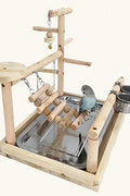 Wooden Bird Playground & Perch Stand – Natural Wood Training & Exercise Gym for Parakeets, Lovebirds & Cockatiels | BG7283 - with | Sold by Uncle Wiener's Wholesale