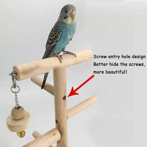 Wooden Bird Playground & Perch Stand – Natural Wood Training & Exercise Gym for Parakeets, Lovebirds & Cockatiels | BG7283 - with | Sold by Uncle Wiener's Wholesale