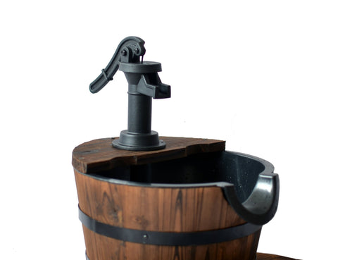 Wooden Garden 2 Tier Wishing Well Fountain with Decorative Pump 17.5" x 17.5" x 23" WWF50 - with | Sold by Uncle Wiener's Wholesale