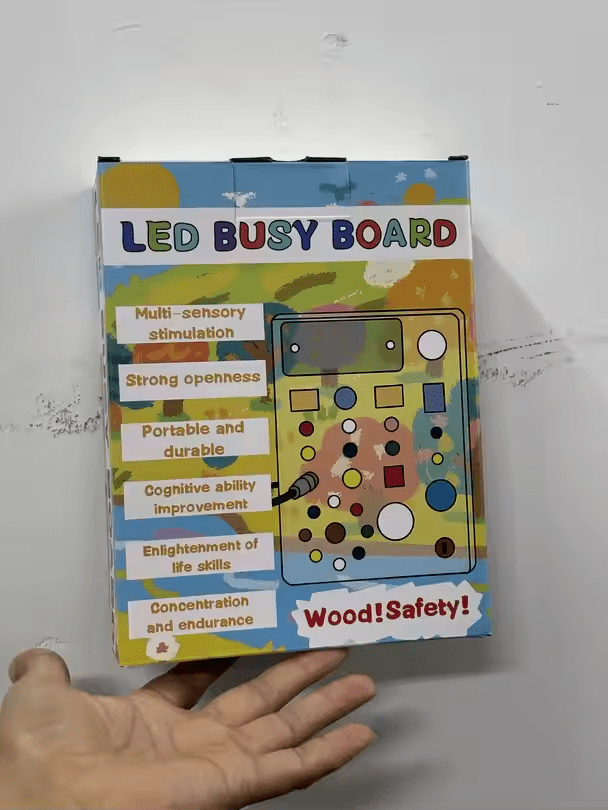 Wooden Montessori Busy Board with LED Lights Sensory Learning Toy 23 Switches BB2352 - with | Sold by Uncle Wiener's Wholesale