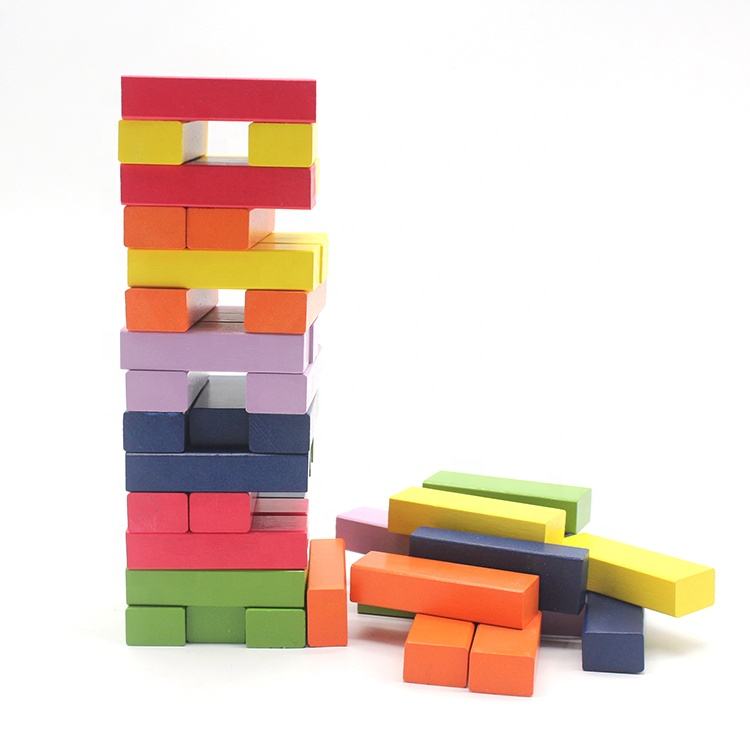 Wooden Stacking Blocks Game – 54 Birch Pieces Family Party Tower Toy – 4J82KM - with | Sold by Uncle Wiener's Wholesale