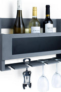 Wooden Wine Bottle Rack Wall Mounted with Glass Holder and Chalk Board - Liquor and Whiskey Shelf - Home Bar Shelves for Wall - Modern Kitchen Farmhouse Decor - with | Sold by Uncle Wiener's Wholesale
