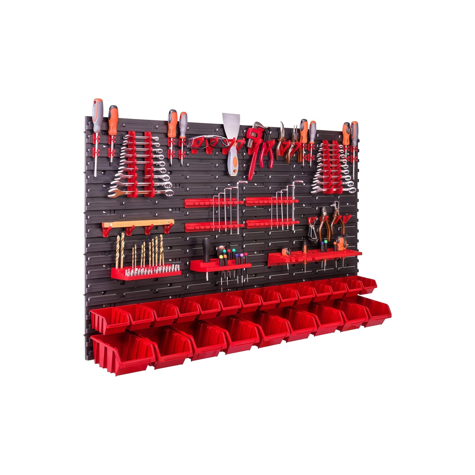 Workshop Wall - Mount Storage System – 45.3″ x 30.7″, 66 - Piece Tool Holder & Bin Set PST2318 - with | Sold by Uncle Wiener's Wholesale