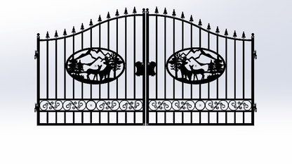Wrought Iron Driveway Entry Gates – Durable & Decorative, Available in Multiple Sizes & Styles - Fencing with DEER 14 FT | Sold by Uncle Wiener's Wholesale