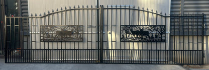 Wrought Iron Driveway Entry Gates – Durable & Decorative, Available in Multiple Sizes & Styles - with DEER GATE 24 FT | Sold by Uncle Wiener's Wholesale