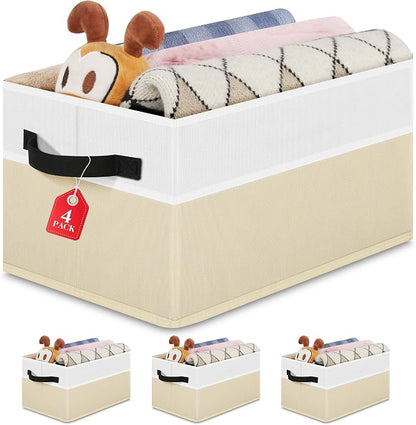 Wrrlors Foldable Fabric Storage Bins with Handles – 4-Pack Large Closet & Shelf Organizer Baskets - Home products with | Sold by Uncle Wiener's Wholesale