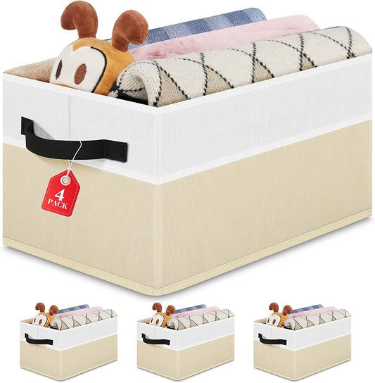 Wrrlors Foldable Fabric Storage Bins with Handles – 4-Pack Large Closet & Shelf Organizer Baskets - Home products with | Sold by Uncle Wiener's Wholesale