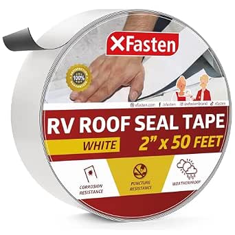 XFasten RV Roof Sealant Tape White 4 Inch x 50 Foot Waterproof Repair Tape - with XFasten RV Seal Repair Tape White 2 Inch x 50 Foot Waterproof Roof and Seam Repair Tape | Sold by Uncle Wiener's Wholesale