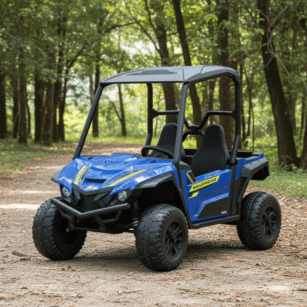 Yamaha Wolverine X2 24V UTV – Ride - On with 2.4G Remote Control | Blue & Brown Models - General Equipment with Blue | Sold by Uncle Wiener's Wholesale