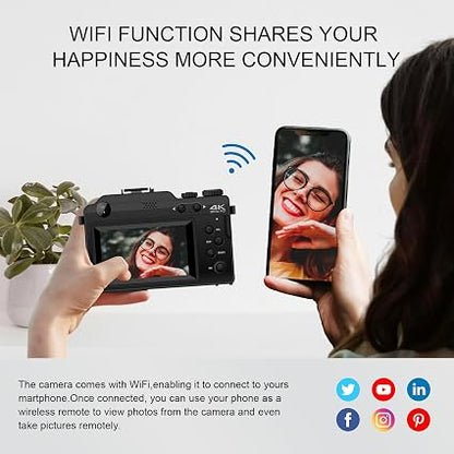 Yatao 5K Digital Camera – 64MP Front & Rear Camera, 18X Zoom, 64GB Memory Card, Vlogging Camera Kit - Electronics with | Sold by Uncle Wiener's Wholesale