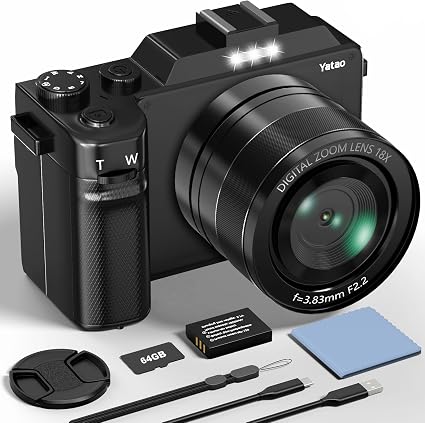 Yatao 5K Digital Camera – 64MP Front & Rear Camera, 18X Zoom, 64GB Memory Card, Vlogging Camera Kit - Electronics with | Sold by Uncle Wiener's Wholesale