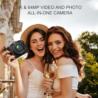 Yatao 5K Digital Camera – 64MP Front & Rear Camera, 18X Zoom, 64GB Memory Card, Vlogging Camera Kit - Electronics with | Sold by Uncle Wiener's Wholesale