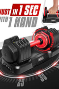 Yes4All 25/55LB Single/Pair Adjustable Dumbbells Weights, 5 in 1 Free Weights Dumbbell with One Second Dial Handle for Different Workout Levels - with Red Grip | Sold by Uncle Wiener's Wholesale