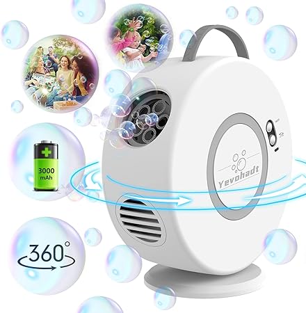 Yevohadt Rechargeable Automatic Bubble Machine 90°/360° Rotating Bubble Blower Toy - Toys with | Sold by Uncle Wiener's Wholesale