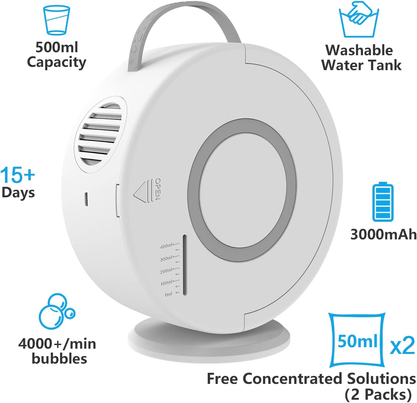 Yevohadt Rechargeable Automatic Bubble Machine 90°/360° Rotating Bubble Blower Toy - Toys with | Sold by Uncle Wiener's Wholesale