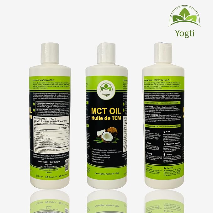 Yogti Pure MCT Oil – 16 oz / 464 mL Natural Medium Chain Triglyceride Oil for Coffee, Smoothies and Food - Home products with | Sold by Uncle Wiener's Wholesale
