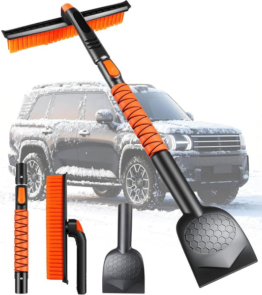 Yokye 3-in-1 Extendable Car Snow Brush & Ice Scraper – 46" Telescoping Snow Removal Tool with 360° Silicone Brush & EVA Grip - Home products with | Sold by Uncle Wiener's Wholesale