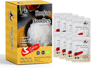 YUHO Shirataki Konjac Fettuccine Noodles 8-Pack – Vegan, Gluten-Free, Fat-Free & Low-Calorie Pasta, 150g Packs