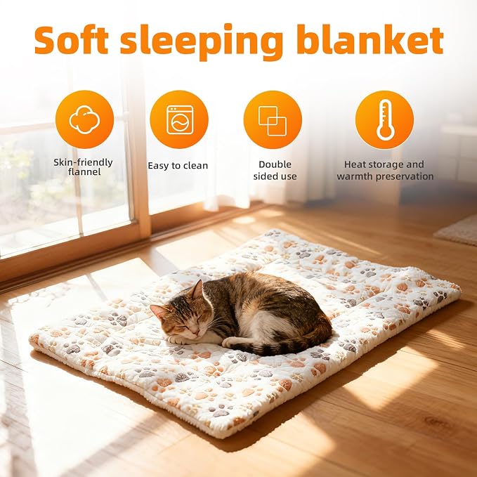 Zarevu Washable Pet Bed Mat 48 x 67 cm – Soft Flannel Paw Print Sleeping Pad for Cats & Small Dogs - Pet products with | Sold by Uncle Wiener's Wholesale