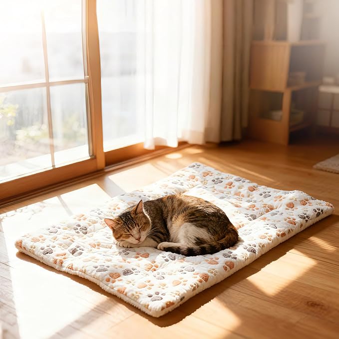 Zarevu Washable Pet Bed Mat 48 x 67 cm – Soft Flannel Paw Print Sleeping Pad for Cats & Small Dogs - Pet products with | Sold by Uncle Wiener's Wholesale