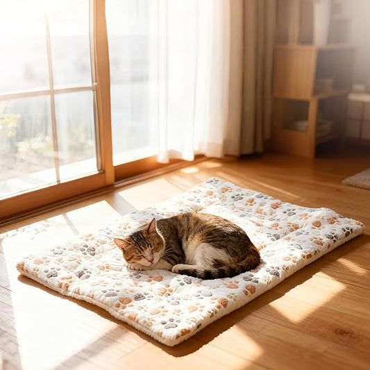 Zarevu Washable Pet Bed Mat 48 x 67 cm – Soft Flannel Paw Print Sleeping Pad for Cats & Small Dogs - Pet products with | Sold by Uncle Wiener's Wholesale