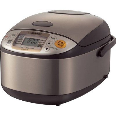 Zojirushi Micom 5.5 - Cup Rice Cooker &38; Warmer with Steam Basket - Brown: Stainless Steel, 8 Settings, Automatic Keep Warm - with Dimensions (Overall): 8.5 Inches (H) x 10.12 Inches (W) x 14 Inches (D) | Sold by Uncle Wiener's Wholesale