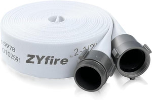 ZYfire Single-Jacket Fire Hose – Assorted Sizes & Lengths, EPDM-Lined Polyester Hose with Aluminum NST/NH or NPSH Couplings